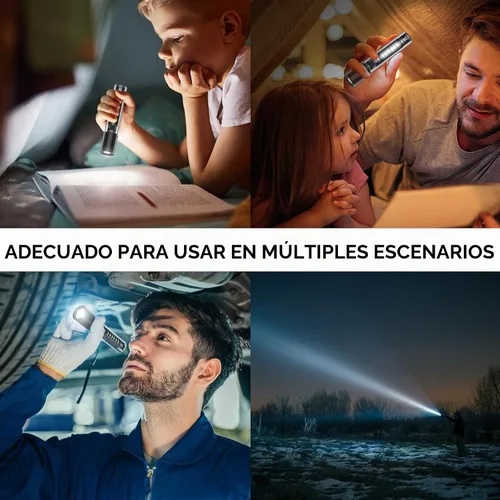 Vista 6 de VAVOFO Linterna LED, cuerpo de aluminio, linterna LED EDC púrpura - USB-C recargable, impermeable, enfoque de zoom, 3 modos, estroboscópico