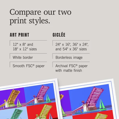 Vista 6 de Lantern Press Ballard Bridge, Seattle, WA, Pop Art (12x18 Art Print, Travel Poster Wall Decor)