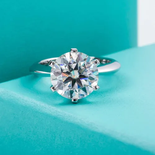 Vista 2 de AnuClub 1235CT Anillo solitario de moissanita de seis puntas, anillo de plata de ley 925, regalo para boda, compromiso y aniversario con certificado