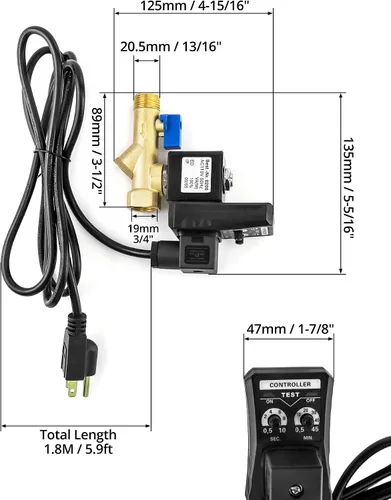 Vista 6 de QWORK Válvula de drenaje electrónica, 2 paquetes de CA 110V 1/2 "drenaje automático automático del tanque para el aire comprimido