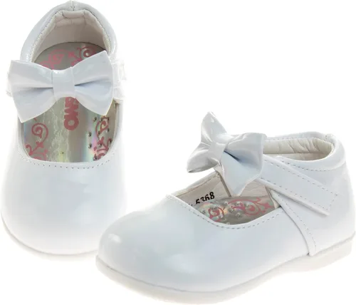 Vista 3 de Josmo Baby-Girl's Walking Kids Mary Jane Flats-Formal Dress Shoes Newborn Infant Walker Moccasins Crib Bow Knot First Step Patent Slip-On Christening