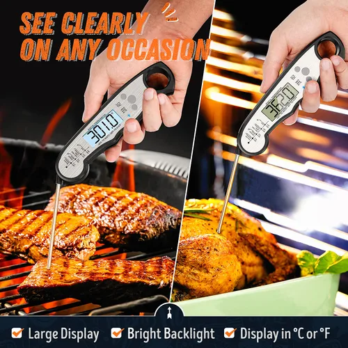 Vista 3 de Termómetro digital para carne, termómetro impermeable de lectura instantánea para alimentos para cocinar y asar a la parrilla, accesorios de cocina