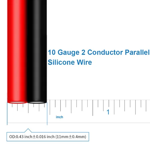 Vista 2 de BNTECHGO Cable de silicona paralelo flexible de calibre 10, 2 conductores, rojo y negro, alta resistencia, 200 grados C 600 V para cable