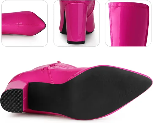 Vista 3 de Perphy Go Go Boot Botas de tacón grueso de charol hasta la rodilla para mujer