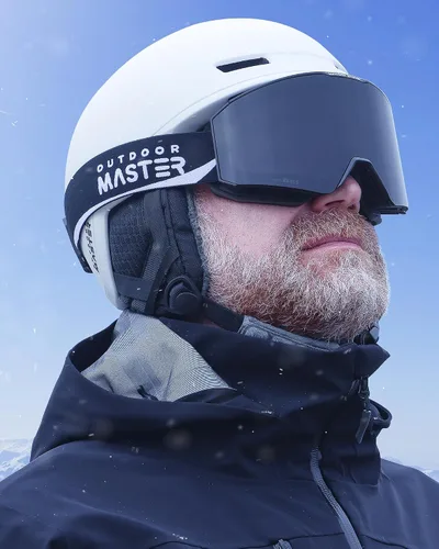 Vista 7 de OutdoorMaster - Gafas de esquí Falcon con lente de ZEISS, gafas de snowboard OTG antiempañamiento, lente intercambiable magnética, gafas de nieve
