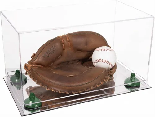 Vista 178 de Better Display Cases Vitrina de guantes de béisbol de acrílico transparente con elevadores negros (A011/V16)