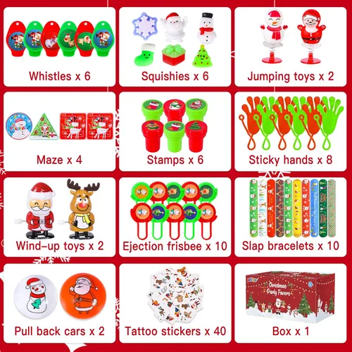 Vista 2 de MGparty 96 juguetes de Navidad a granel para niños, rellenos de piñata, recompensas de aula, premios de carnaval, caja del tesoro, juguetes