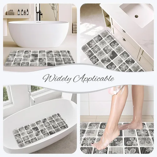 Vista 7 de Tapete de baño para bañera, antideslizante, de 36 x 17 pulgadas, con dibujos animados, antideslizante, con agujeros de drenaje y ventosas