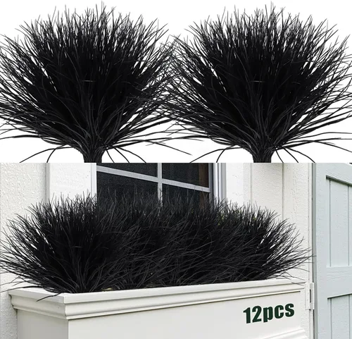 Vista 29 de RECUTMS Flores falsas negras otoño al aire libre vegetación decoración de Negro