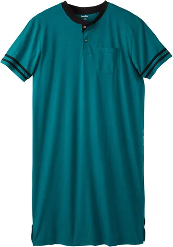 Vista 10 de KingSize Camisón Henley de manga corta para hombre grande y alto Gris Caliente Carbón