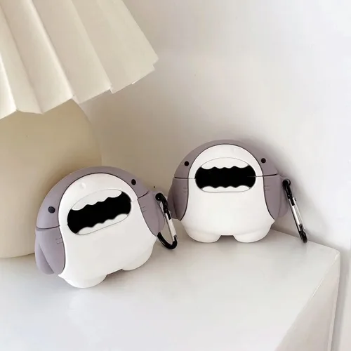 Vista 3 de Funda creativa linda Kawaii de dibujos animados de animales de tiburón, compatible con Beats Studio Buds 2021, accesorios portátiles de moda