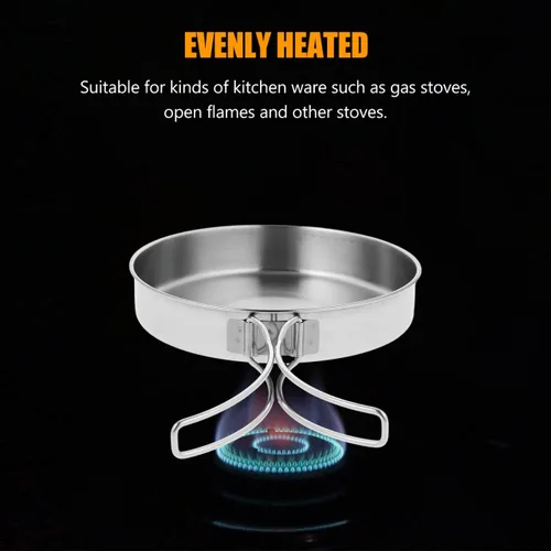 Vista 4 de Sartén pequeña para acampar, sartén portátil de acero inoxidable de 5.8 pulgadas para cocinar al aire libre con mango plegable, mini sartén