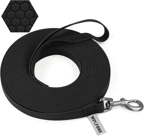 Vista 9 de WOLFONE Correa de PVC impermeable para perro, correa de entrenamiento larga de 10 pies, núcleo de nailon resistente sin enredos, correa recubierta