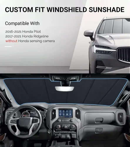 Vista 2 de Pigenius Parasol para parabrisas Honda Pilot 2016-2021, Ridgeline 2017-2021. Sin cámara de detección - Salvaguardia