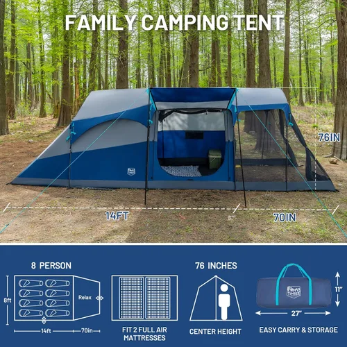 Vista 8 de TIMBER RIDGE 8 Person Family Camping Tent with Screen Porch