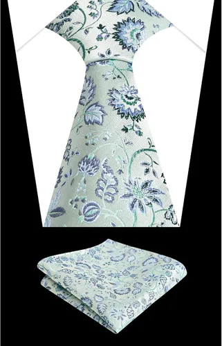 Vista 157 de Alizeal Mens 3.15inches Leaf Flower Pattern Tie with Floral Pocket Square Set