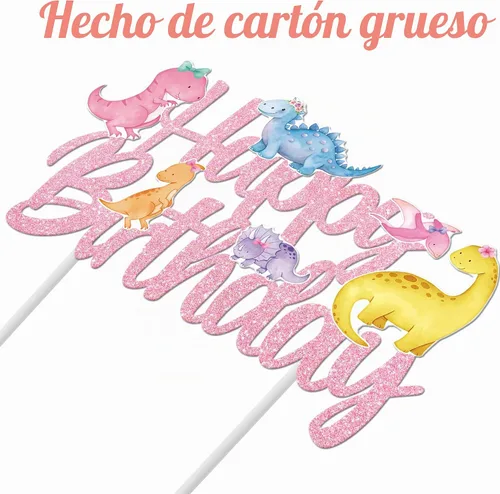 Vista 3 de Decoración de pastel de dinosaurio para fiesta de cumpleaños, decoración de fiesta de cumpleaños de dinosaurio para niñas, 1 pieza de decoración