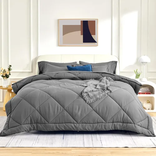 Vista 2 de SLEEP ZONE Edredón Queen con Relleno de Edredón, Edredón Reversible Alternativo al Plumón, Ropa de Cama Ligera, Suave y Transpirable para Todas