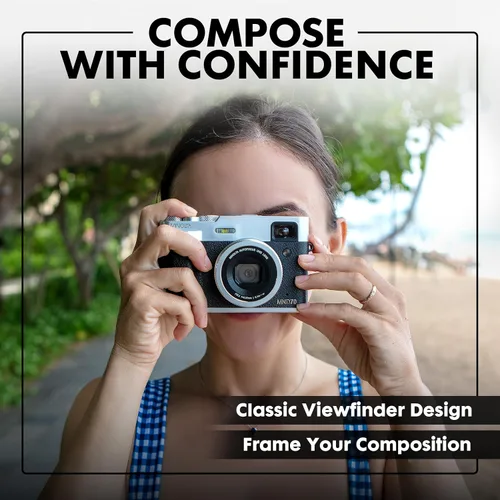 Vista 5 de Minolta Cámara digital retro – Compacta de 48MP con enfoque automático, video ultra HD de 5K, lente selfie trasera, zoom 16x, WiFi, pantalla LCD