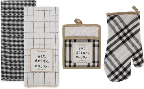 Vista 14 de DII Home Sweet Farmhouse Kitchen Collection, manoplas de horno, juego de toallas de cocina, color rojo granero, 4