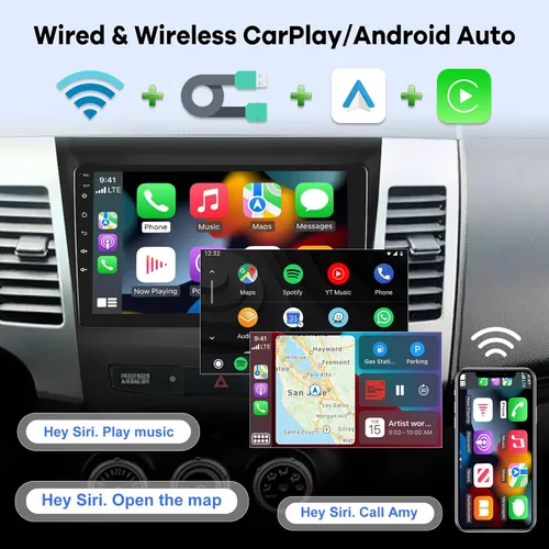 Vista 4 de [2G+64G] Radio de coche para Mitsubishi Outlander 2008-2015, pantalla táctil Android estéreo de 9 pulgadas, Carplay/Android Auto/Hi-Fi