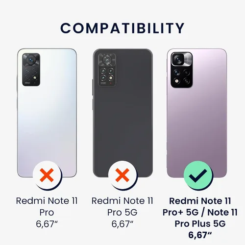 Vista 6 de kwmobile Funda de plástico compatible con Xiaomi Redmi Note 11 Pro+ 5G / Note 11 Pro Plus 5G - Funda con soporte de metal con ranura para tarjetas