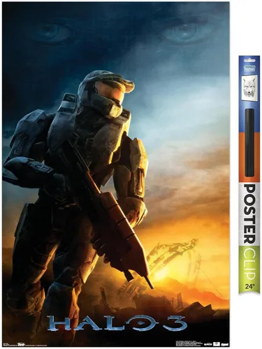 Vista 16 de Trends International Halo 3 - Póster de pared del Despertar, 14.725 x 22.375 pulgadas, versión con marco de madera tipo granero Versión enmarcada