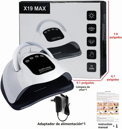 Vista 8 de Lámpara de uñas LED UV con 72 cuentas, lámparas de curado de uñas de 320 W para esmalte de gel con sensor automático/4 ajustes de temporizador