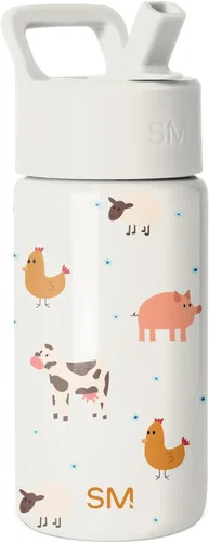 Vista 73 de Simple Modern Botella de agua para niños con tapa con pajilla, vaso aislado de acero inoxidable de 14 onzas para niños y a prueba de derrames