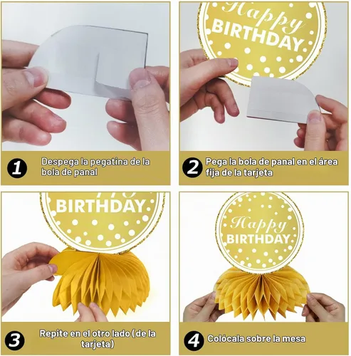 Vista 6 de Decoraciones de mesa de feliz cumpleaños, decoraciones de cumpleaños