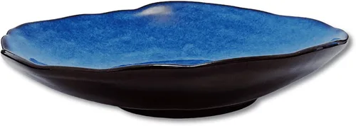 Vista 10 de Cuenco decorativo de cerámica, cuenco para llaves de cerámica azul, decoración versátil de porcelana, pequeño plato para joyería con esmalte azul