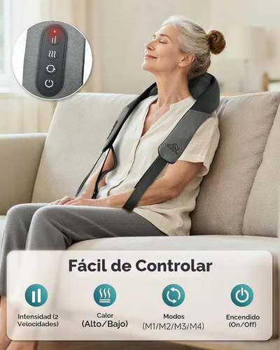 Vista 5 de Snailax Masajeador de cuello inalámbrico con calor, masajeador de hombros Negro