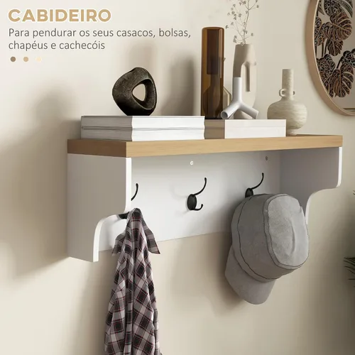 Vista 5 de HOMCOM Juego de banco de zapatos 2 en 1, árbol de pasillo de 5 ganchos con banco y almacenamiento de zapatos para 9 pares de zapatos para entrada