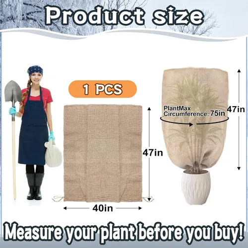 Vista 3 de ANPHSIN Cubiertas de arpillera para plantas de protección contra la congelación para el patio, protector de heladas de invierno grande de 40 x 47