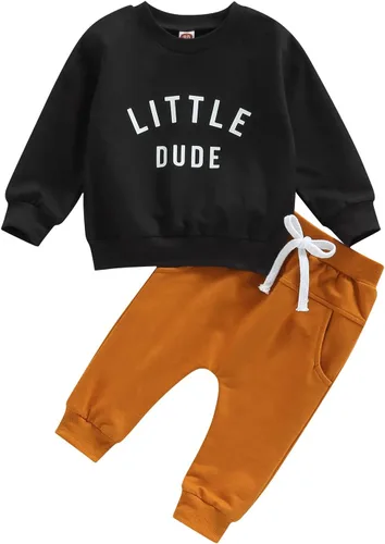 Vista 29 de Ropa de otoño e invierno para bebé niño pequeño, sudadera con cuello redondo y pantalones deportivos