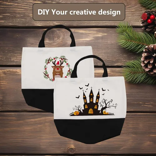 Vista 2 de OKBA Sublimation Tote Bags,polyester tote bags for sublimation, blank canvas tote bags for DIY Crafting and Decorating