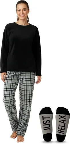 Vista 7 de Just Love Microfleece Womens Pajama Pants Set with Socks buffalo plaid rojo negro