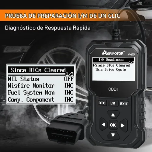 Vista 6 de Escáner OBD2, Herramienta de Diagnóstico de Escáner de Coche V410: Lector de Códigos de Falla del Motor, Herramienta de Escaneo con Datos en Negro