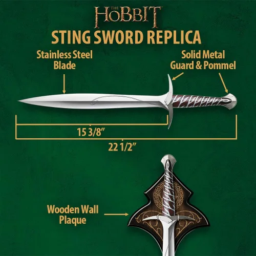 Vista 2 de United Cutlery Réplica de la espada Sting de El Hobbit Espada de Bilbo Bolsón