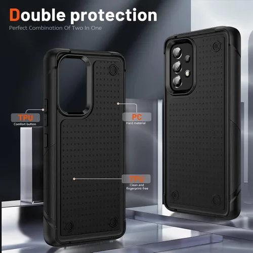 Vista 3 de Jeylly Funda para Samsung Galaxy A52 5G, Galaxy A52 Funda para teléfono con protector de pantalla híbrida de silicona antiarañazos, funda de defensa