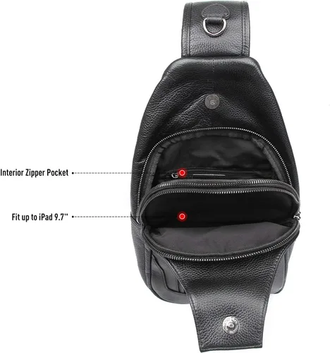 Vista 7 de Polare - Bolso bandolera de piel de vacuno impermeable y casual para hombre