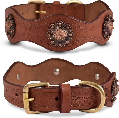 Vista 15 de Collar de perro de piel auténtica, negro, pequeño, acolchado de Comodidad durante todo el día, resistente, anillo doble D, ajustable, cuero