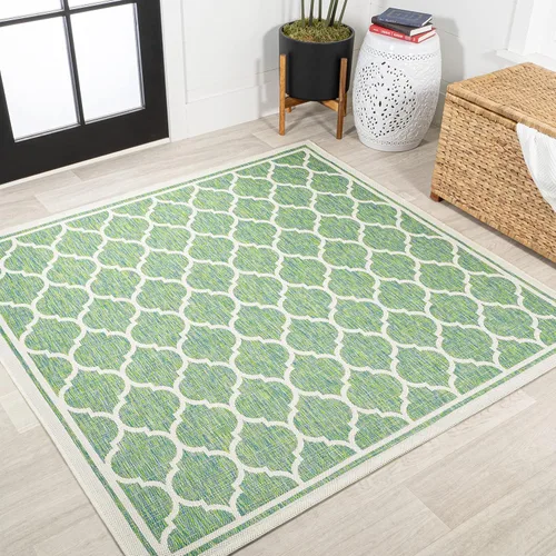 Vista 41 de JONATHAN Y Tapete marroquí con diseño enrejado para interiores y exteriores, 2 x 8 pies, marrón/beige, tejido texturizado de trébol para patio