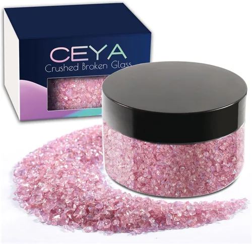 Vista 21 de Ceya - Conjunto de purpurina de vidrio irregular triturado en 32 colores, 640g/ 22.6 oz, chips de cristal metálico roto de 2-4mm, purpurina gruesa