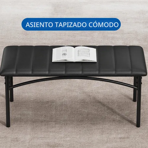 Vista 7 de IDEALHOUSE Juego de mesa de comedor para 4, mesa de cocina con sillas para 4, mesa de comedor rectangular de madera con banco tapizado para espacios