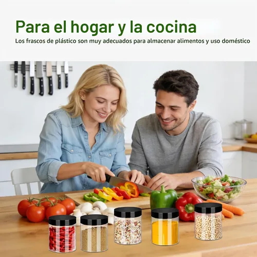 Vista 7 de SLifeJars Tarros de plástico de 8 onzas con tapas, paquete de 24 recipientes de plástico transparente, apilables, redondos, vacíos, transparentes