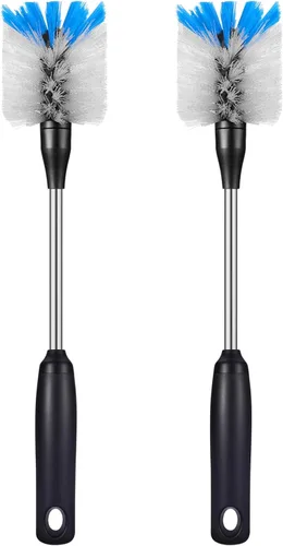 Vista 13 de MOSOLAN Cepillo para botellas de acero inoxidable con cabezal reemplazable, paquete de 2 cepillos de limpieza de mango largo para botellas de agua