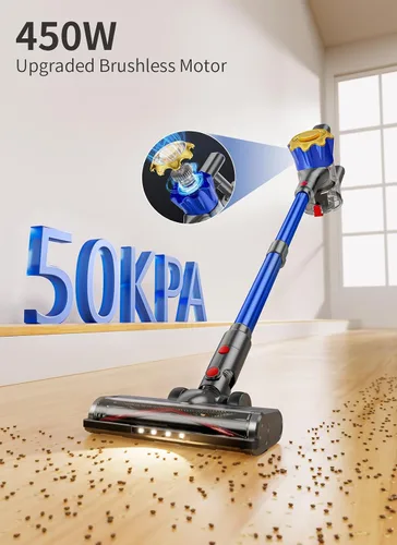 Vista 2 de MBYULO Aspiradora inalámbrica, 580 W 50 Kpa, potente aspiradora de palo, batería recargable de hasta 70 minutos, aspiradoras para el hogar
