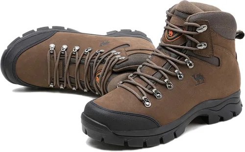 Vista 5 de CAMEL CROWN Botas de senderismo para hombre, de cuero auténtico
