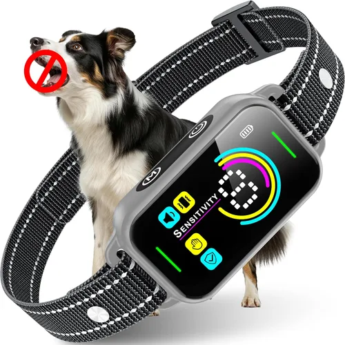 Vista 8 de DINJOO Collar Antiladridos Inteligente - Collar de Adiestramiento Antiladridos Recargable con 8 Niveles de Sensibilidad Ajustables, Pitido y Choque